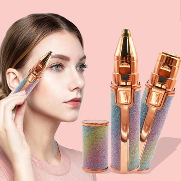 Rechargeable 2-in-1 Eyebrow Trimmer & Facial Hair Remover for Women- USB Charging, Painless & Portable