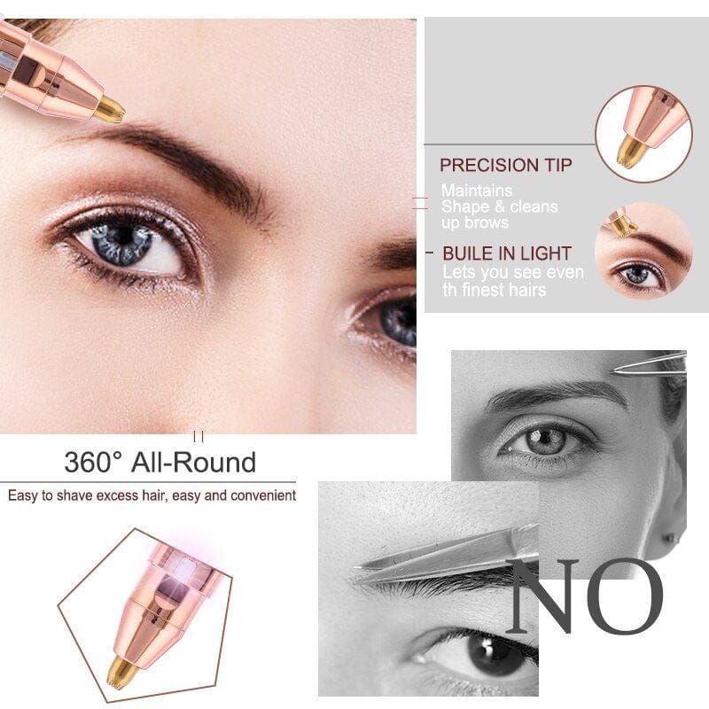 Rechargeable 2-in-1 Eyebrow Trimmer & Facial Hair Remover for Women- USB Charging, Painless & Portable