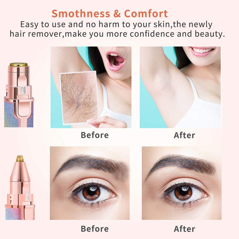 Rechargeable 2-in-1 Eyebrow Trimmer & Facial Hair Remover for Women- USB Charging, Painless & Portable