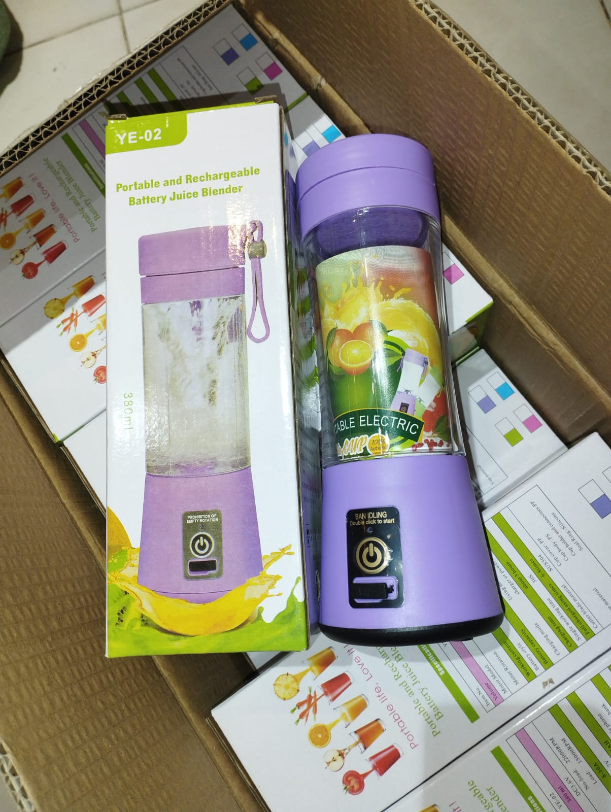 USB Rechargeable Juicer Blender 6 Blades Electric Blender Mini Portable Personal Size USB Rechargeable Mixer 380ml Food Grade Water Bottle Portable Fruit Juicer Machine (Double Click Start) By Bee To Door