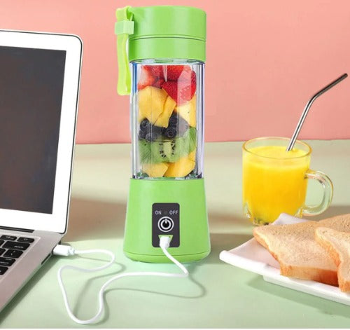 USB Rechargeable Juicer Blender 6 Blades Electric Blender Mini Portable Personal Size USB Rechargeable Mixer 380ml Food Grade Water Bottle Portable Fruit Juicer Machine (Double Click Start) By Bee To Door