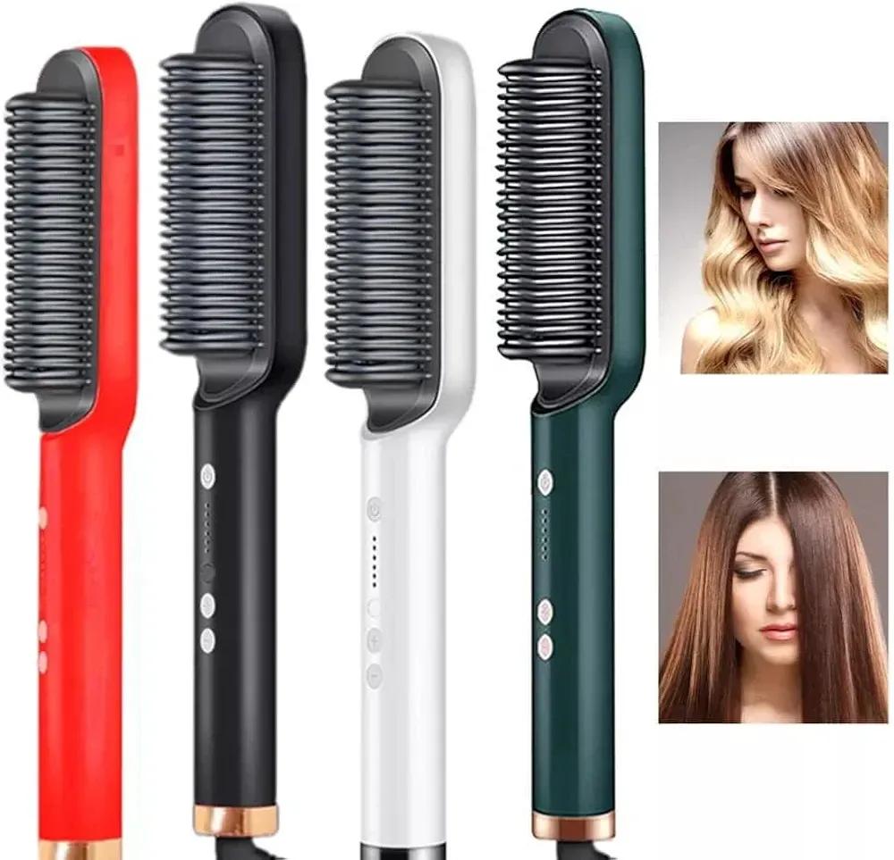 909 Hair Straightener Brush | 6 Heating Modes Electric Hair Straightener Comb (Random Color)