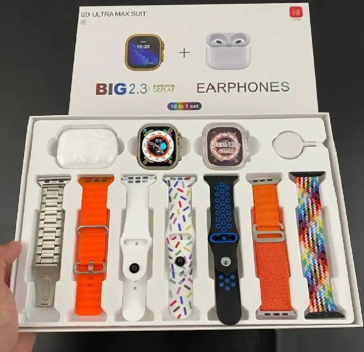 120 Ultra Smart Watch - 120 Ultra Max Suit 10 in 1 Smart Watch With Airpods - Ultra 2 Smart Watch with Earbuds Watch Earbuds Ultra 9 Smart Watch Airpods Watch Airpods Smart Watch for Boys Touch Watch Ultra with Airpods Air tech
