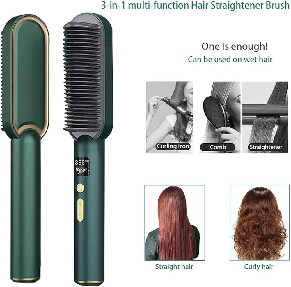 909 Hair Straightener Brush | 6 Heating Modes Electric Hair Straightener Comb (Random Color)
